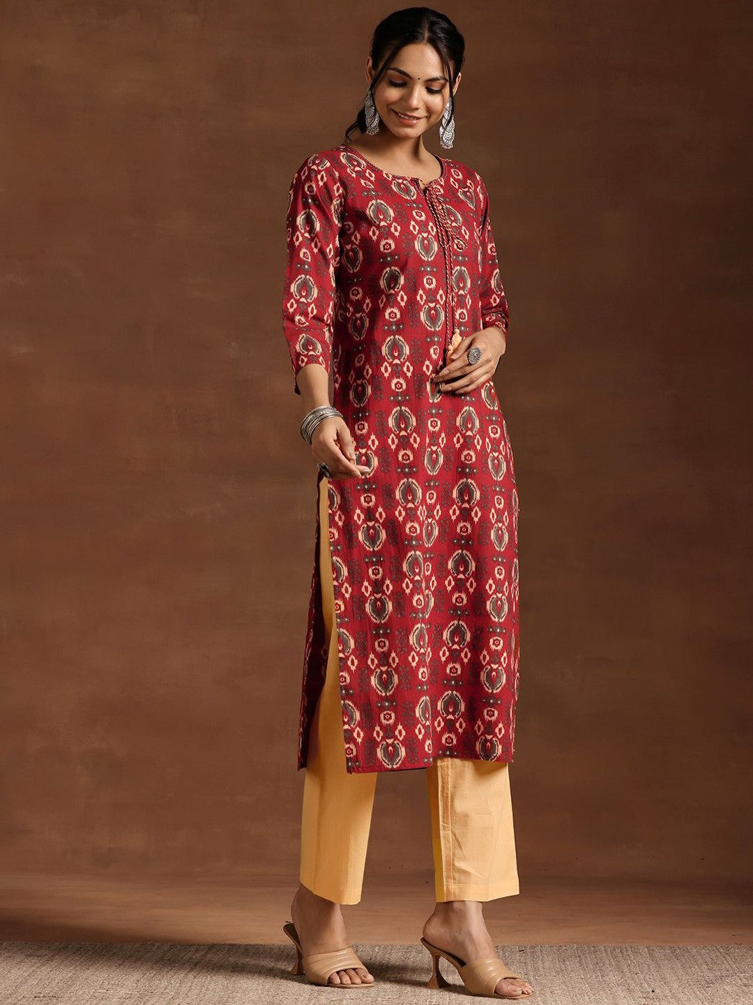 Ethnic Motifs Printed Pure Cotton Kurta with Trousers & With Dupatta