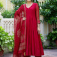 V-Neck Anarkali Kurta with Trousers & Dupatta