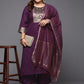 Women Plus Size Purple Ethnic Motifs Kurta with Palazzos & With Dupatta