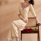 Embroidered Three Quarter Sleeves Kurta With Trousers Set