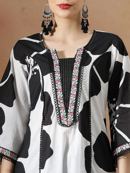 Embroidered Pure Cotton Round Neck Kurta & Trousers Kurta Sets