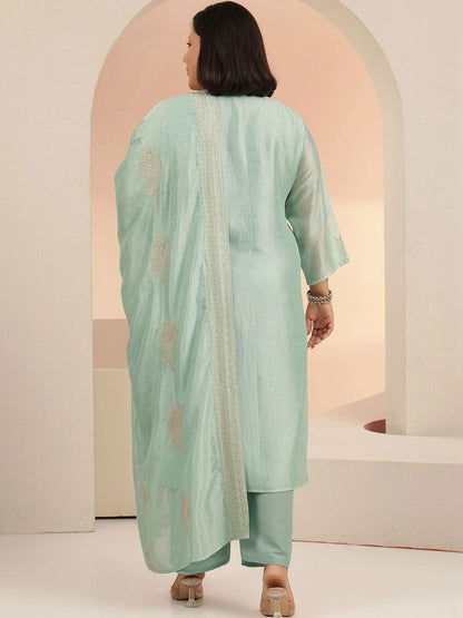 Women Ethnic Motifs Embroidered Regular Thread Work Kurta with Palazzos & With Dupatta