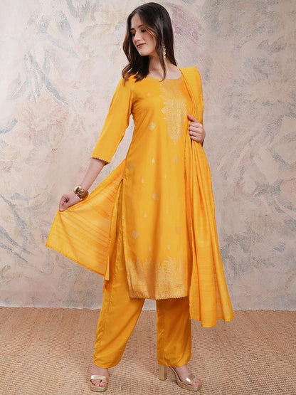 Women Ethnic Motifs Printed Straight Kurta With Trousers & Dupatta