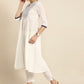 Women White Woven Design Kurta with Trousers & Dupatta