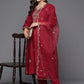 Women Floral Embroidered Regular Kurta with Trousers & With Dupatta