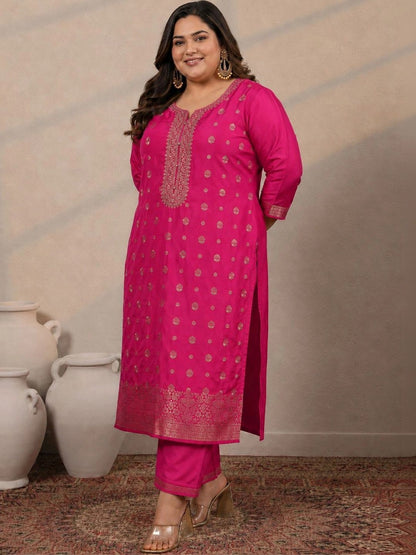Women Ethnic Motifs Embroidered Regular Kurta with Trousers & With Dupatta