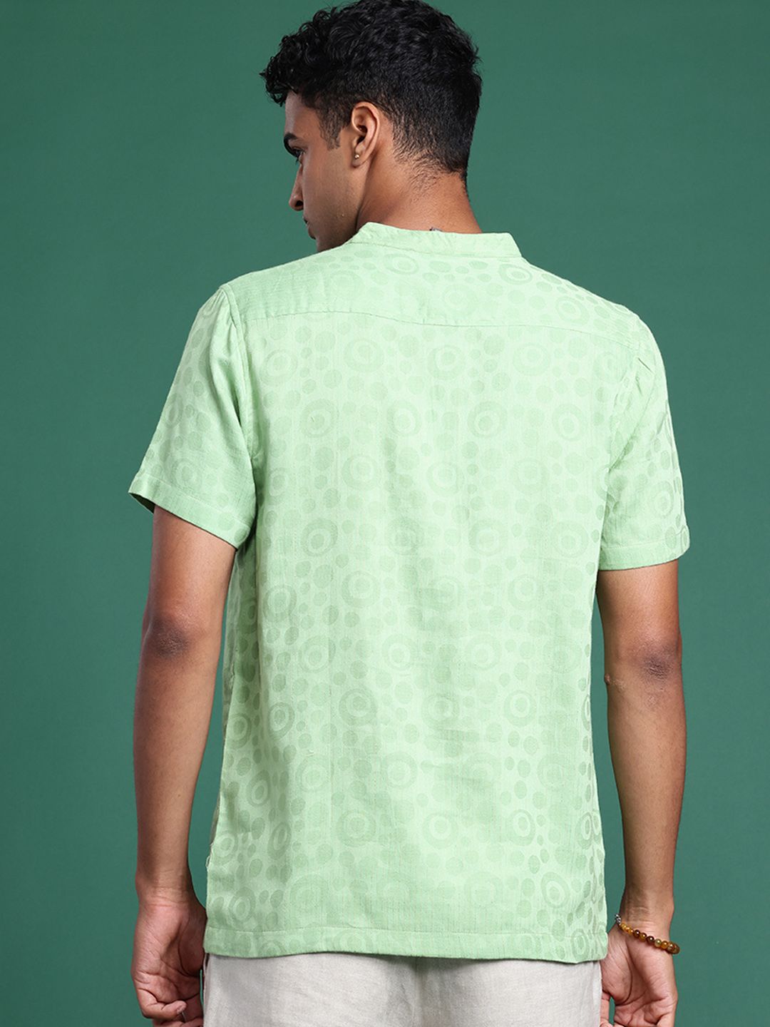 Pure Cotton Striped Textured Jacquard Kurta