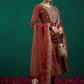 Ethnic Motifs Embroidered Regular Liva Zari Kurta With Trousers & Dupatta