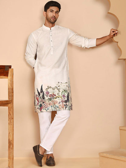 Men Floral Printed Kurta with Pyjama