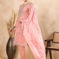 Peach-Coloured Floral Embroidered Regular Sequinned Kurta With Trousers & Dupatta