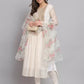 Women White Silk Blend Kurta Pant Dupatta Set