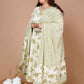 Plus Size Floral Printed Pure Cotton Anarkali Kurta with Trousers & Dupatta