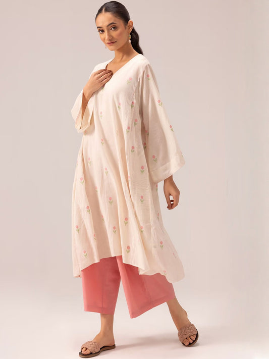 Floral Printed V-Neck Straight Kurta With Palazzos