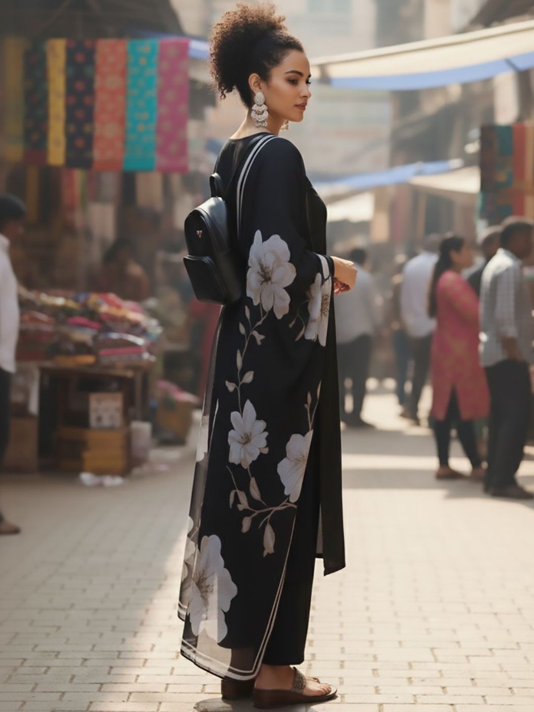 Women Floral Regular Thread Work Kurta with Trousers & With Dupatta - Amy's Cart