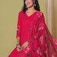 Women's Rayon Blend Straight Printed Kurta with Pant & Dupatta