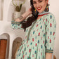 Women Green Cotton Blend Kurta Pant Dupatta Set