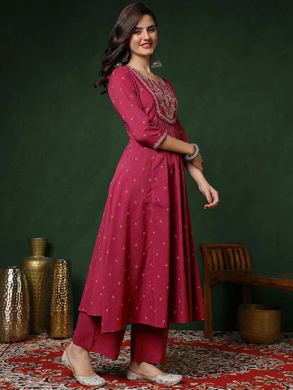 Women Pure Cotton Kurta Pant Dupatta Set