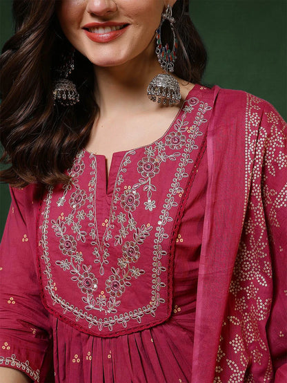 Women Pure Cotton Kurta Pant Dupatta Set