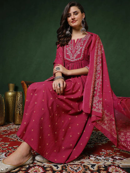 Women Pure Cotton Kurta Pant Dupatta Set