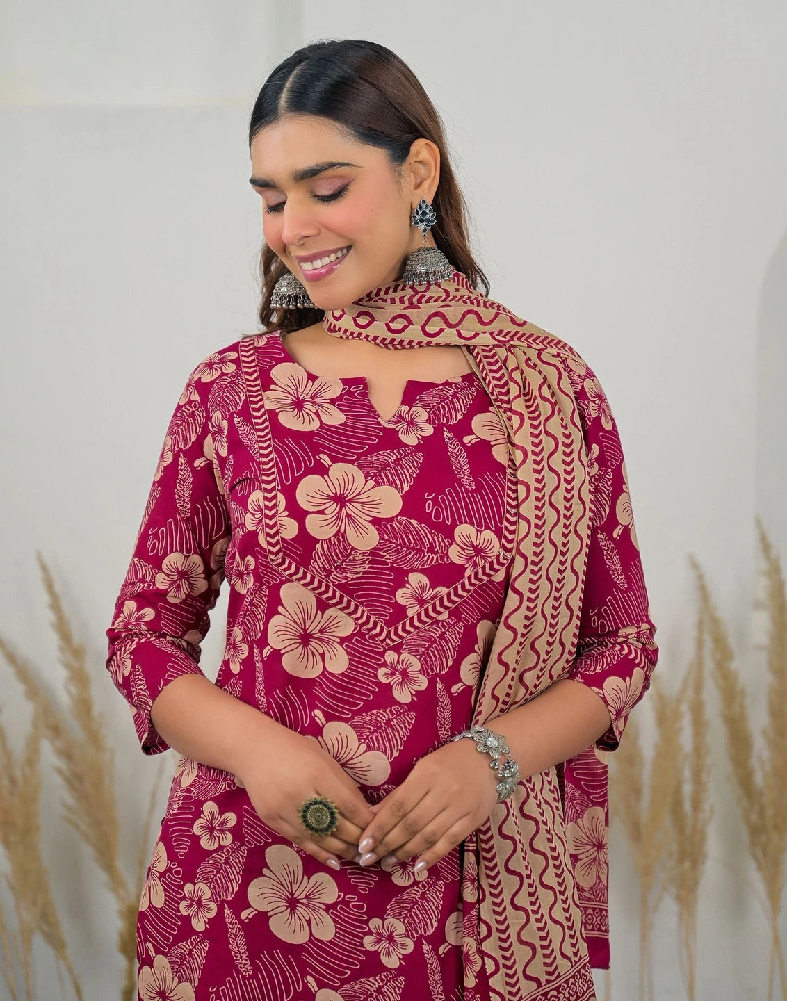 Women Cotton Blend Kurta Pant Dupatta Set - Amy's Cart