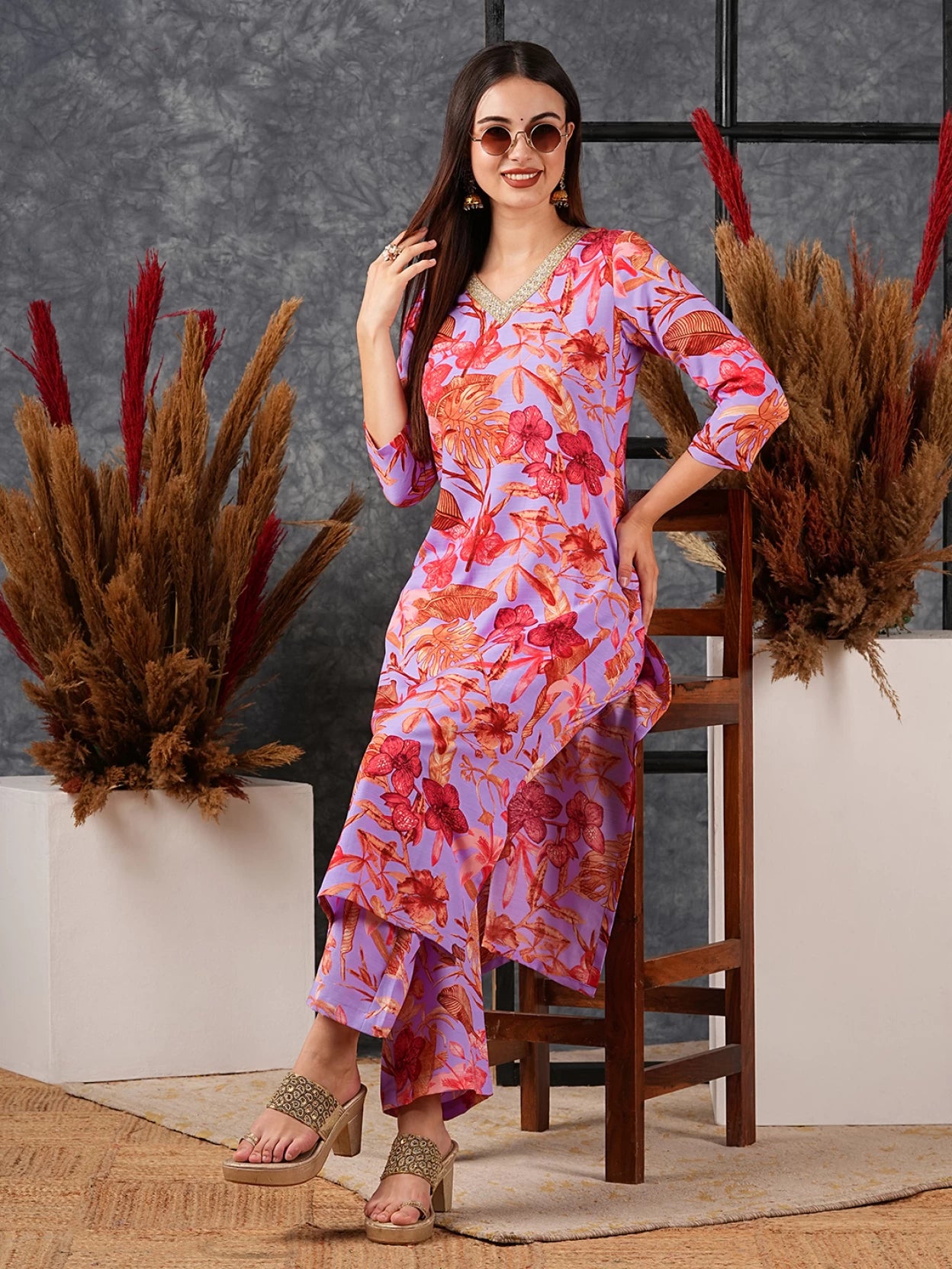 Women Cotton Rayon Kurta Palazzo Set