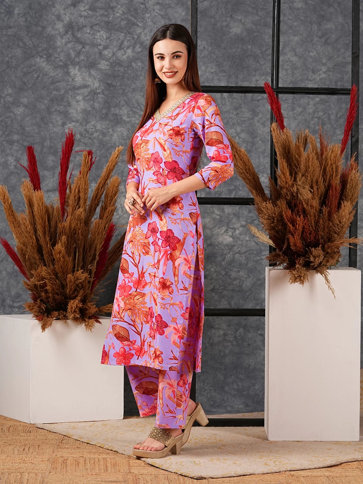 Women Cotton Rayon Kurta Palazzo Set