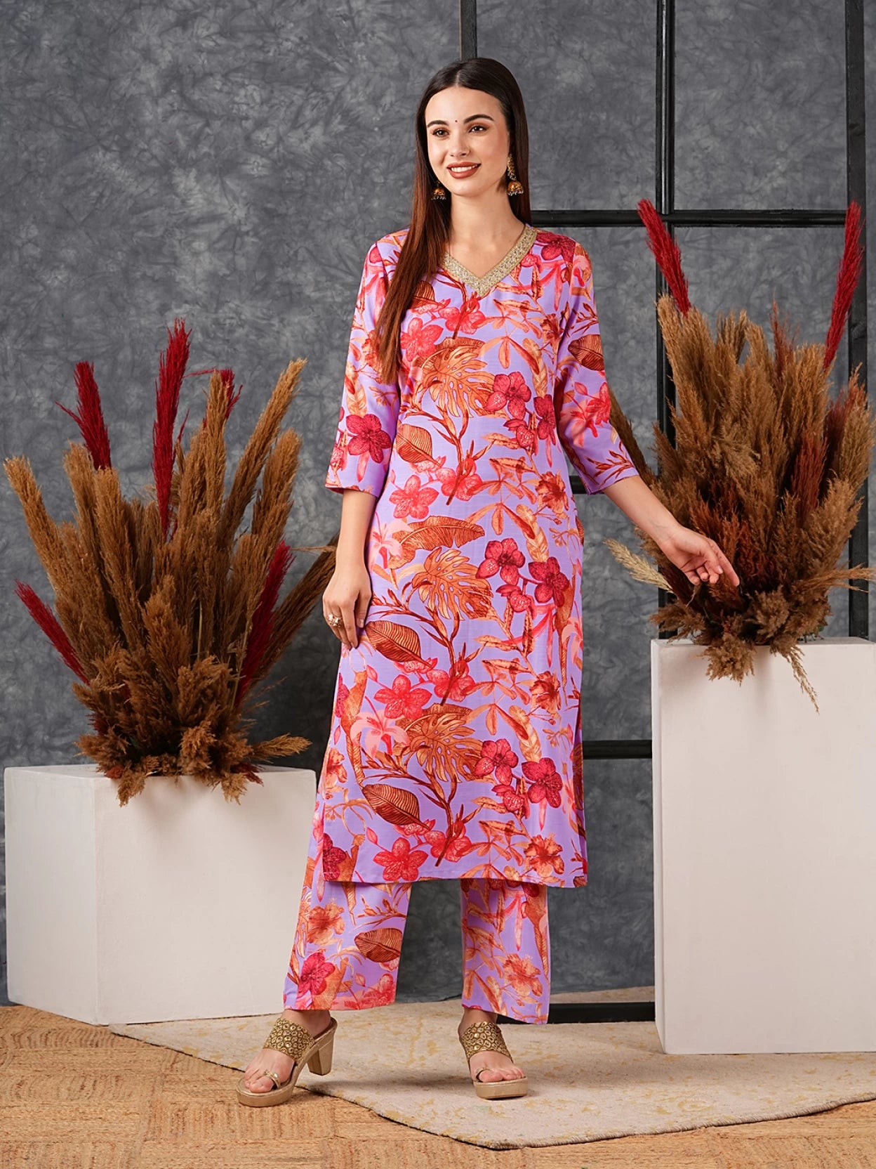 Women Cotton Rayon Kurta Palazzo Set