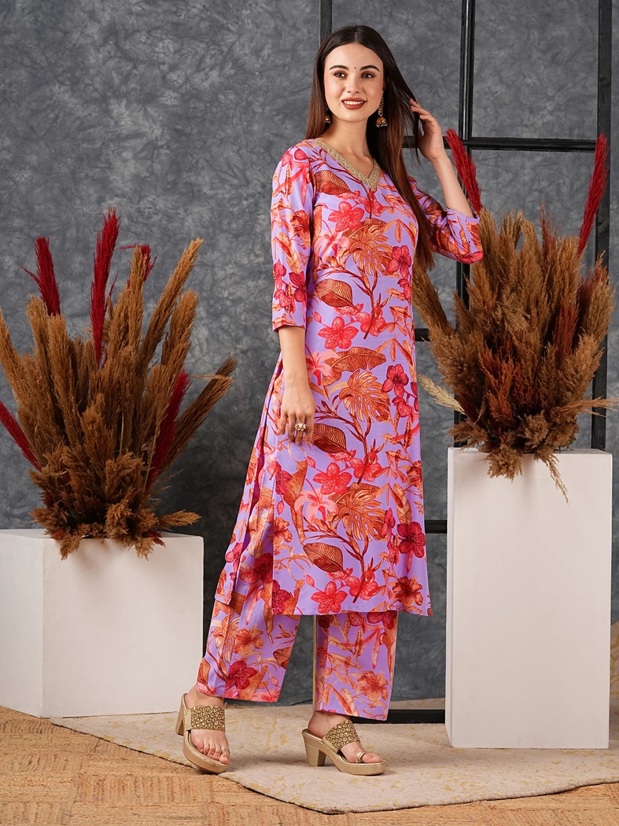 Women Cotton Rayon Kurta Palazzo Set