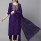 Women Cotton Blend Kurta Pant Dupatta Set