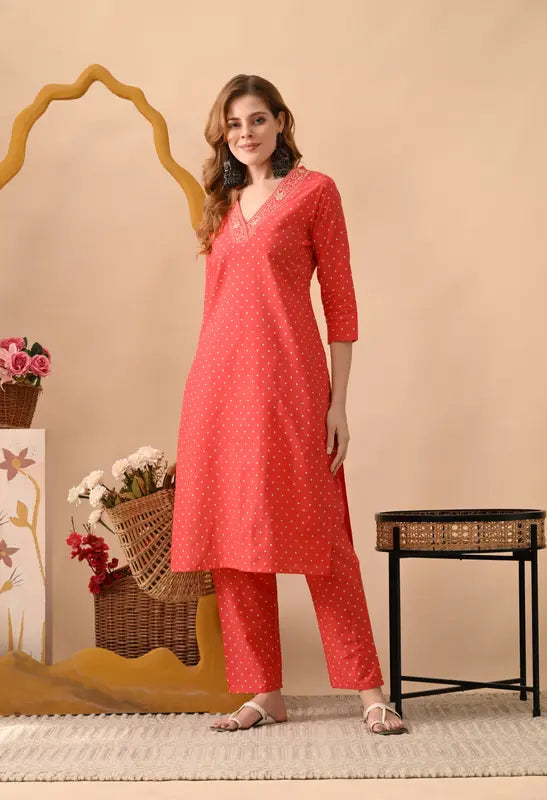 Women Pure Cotton Kurta Pant Set - Amy's Cart