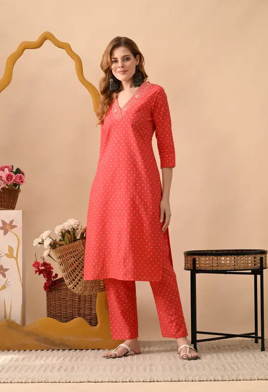 Women Pure Cotton Kurta Pant Set - Amy's Cart