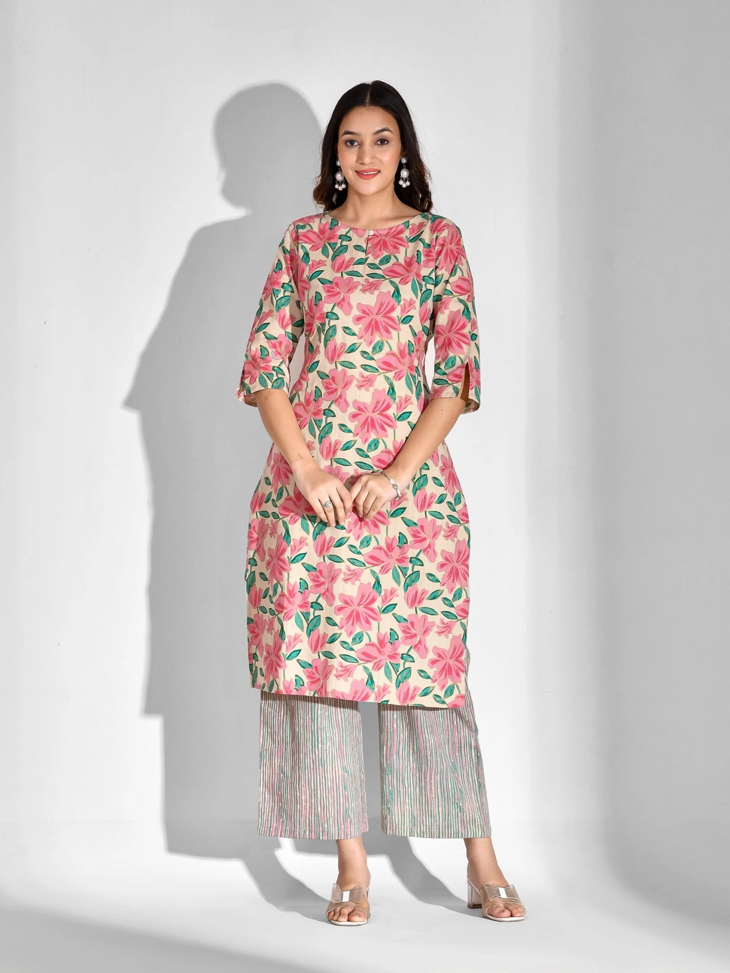 Women Pure Cotton Kurta Palazzo Set