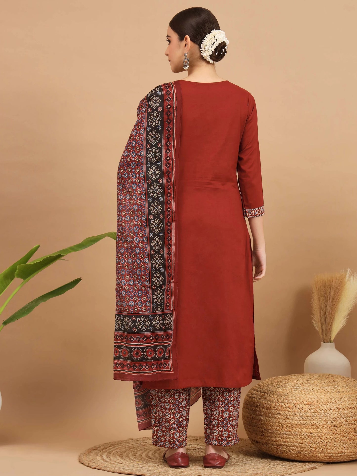 Women Pure Cotton Kurta Pant Dupatta Set