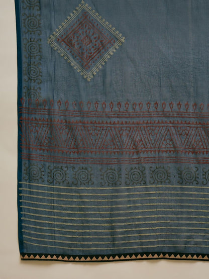 Printed Round Neck Kurta & Palazzos With Dupatta