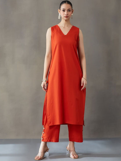 Everyday Workwear Women Ethnic Motifs Dyed Regular Pure Cotton Kurta with Trousers & With Dupatta