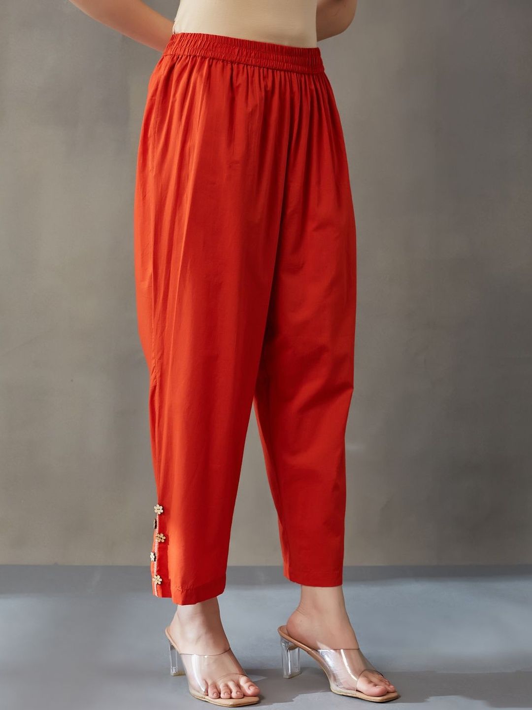 Everyday Workwear Women Ethnic Motifs Dyed Regular Pure Cotton Kurta with Trousers & With Dupatta