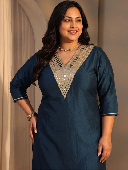 Women Regular Mirror Work Kurta with Trousers