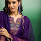 Embroidered Notch Neck Kurta With Plazzo & Dupatta