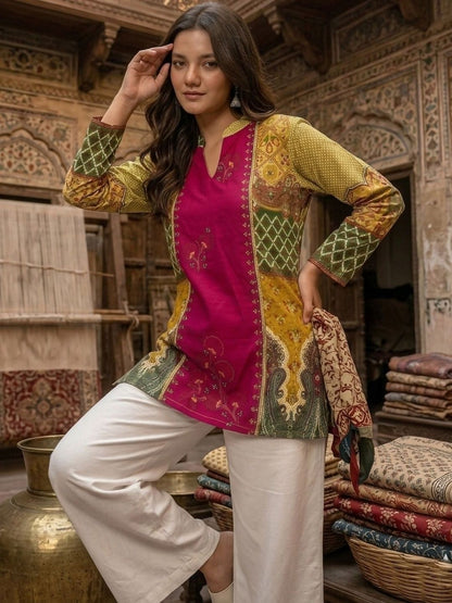 Ethnic Motifs Printed Pure Cotton Blend Kurti
