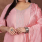 Plus Size Floral Yoke Design Sequinned Kurta with Trousers & Dupatta