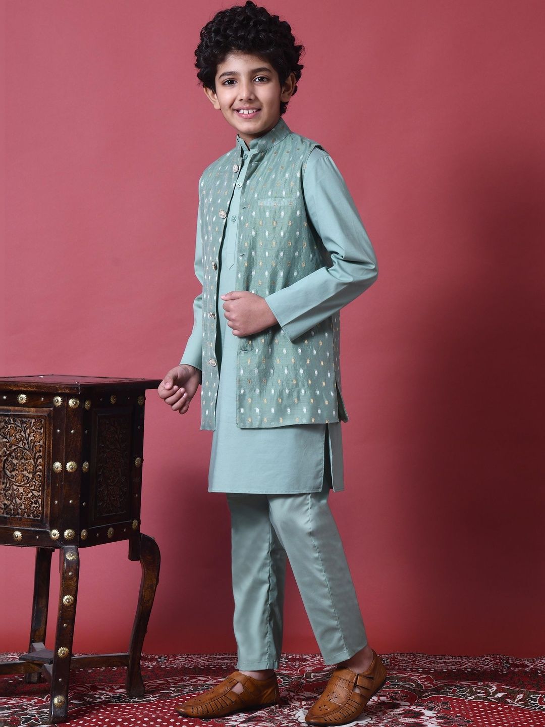Boys Regular Pure Cotton Kurta with Trousers