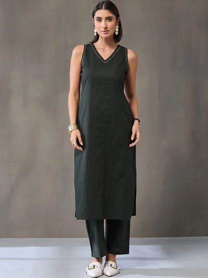 Women Ethnic Motifs Regular Pure Cotton Kurta with Trousers & With Dupatta