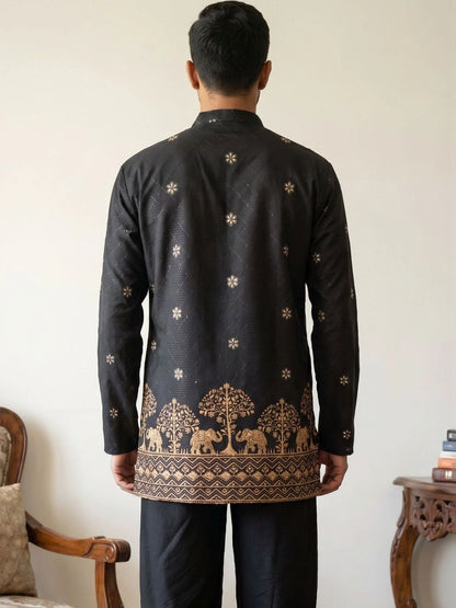 Men Embroidered & Printed Short Kurta