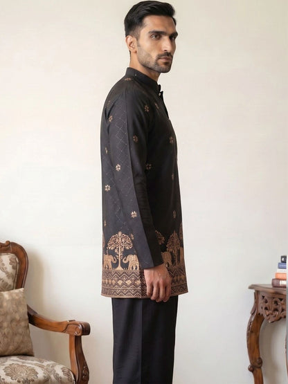 Men Embroidered & Printed Short Kurta