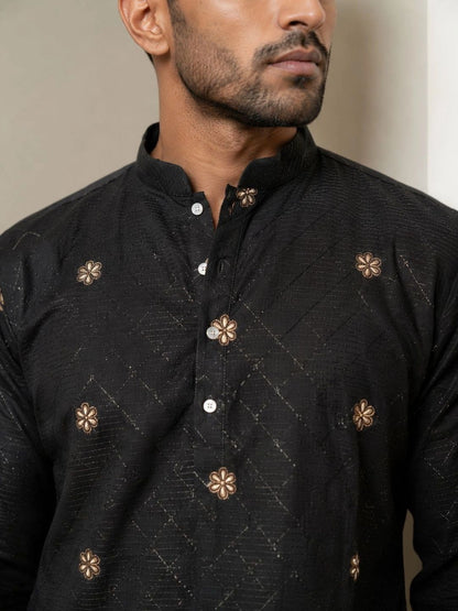 Men Embroidered & Printed Short Kurta