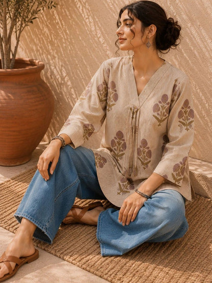 Women Floral Print Cotton Top