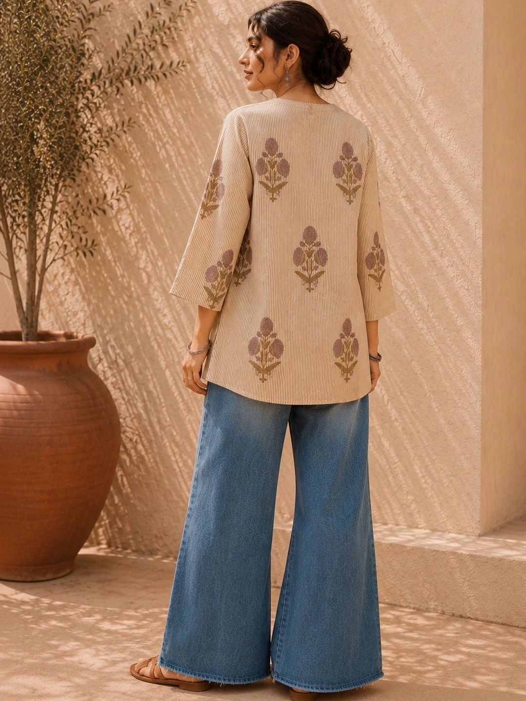 Women Floral Print Cotton Top