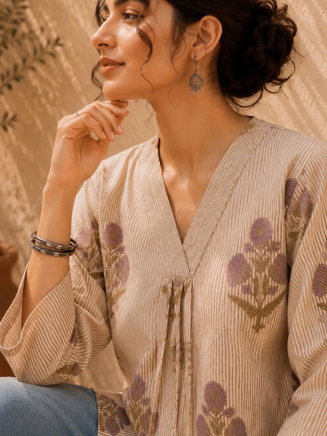 Women Floral Print Cotton Top