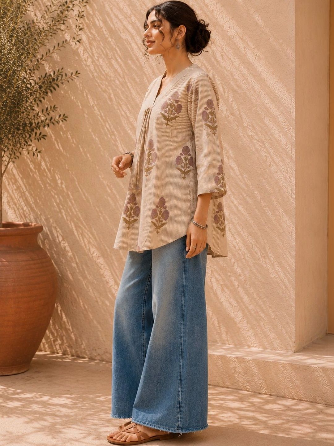Women Floral Print Cotton Top