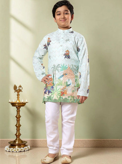 Boys Ethnic Motifs Printed Regular Kurta with Pyjamas